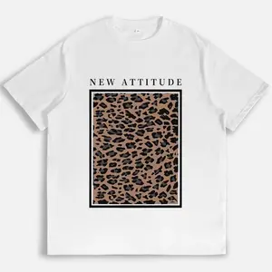 New Attitude Leopard Print Graphic Tee Animal Print Shirt Retro Vintage Themed Tees Casual Daily Wear Gift For Fashion Lovers Stylish Y2K Graphic Tee For Women