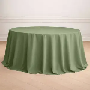Polyester 132" Round Tablecloth Dusty Sage Green - Seamless Chic Table Cover