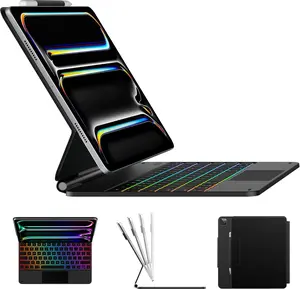 Keyboard Case for iPad Pro 13-inch (M5 2025 / M4 2024), Magic Keyboard with 11 Colors Backlight, Keyboard Case with Pencil Holder, Multi-Touch Trackpad,Easy-Set  Stand, Black