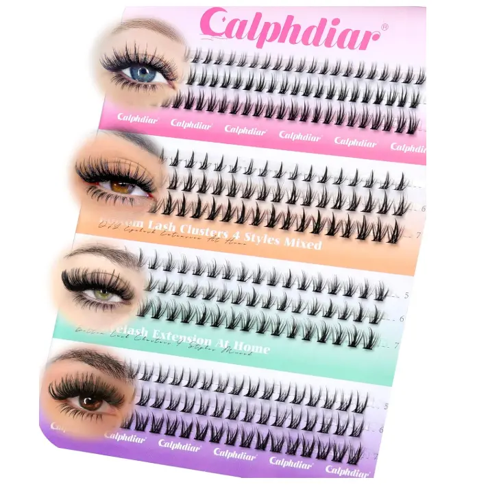Bottom Lash Clusters DIY Eyelash Extensions 4 Styles Lower Lashes Wispy Bottom Individual Lashes 5-7mm Natural Thin Band Eyelash Clusters 225pcs for Bottom Lash Extension by calphdiar