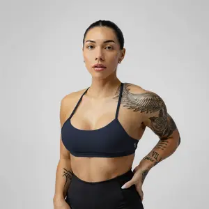 Light Support Sports Bra for Women - Midnight Navy, Plain Pattern, Summer Season