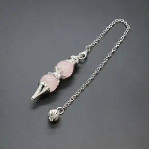 Crystal Round Stone Beads Pendulums For Dowsing Divination Natural Healing Crystals Quartz Reiki Agate Pendulum Pendant Pendulo