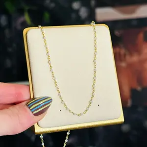 Moonstone Chain Necklace - Gold Plated Brass