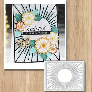 New Sun Shape Background Frame for Handmade Journals, High-Quality DIY Metal Cutting Mold, Creative Card Production, Ideal for Invitations and Albums