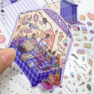 Cute DIY 3D House Sticker, 2 Sets Fun Scene Make Sticker, Cartoon 3D Ghost House Scene Sticker for Scrapbooking Crafts Party Decorations Supplies