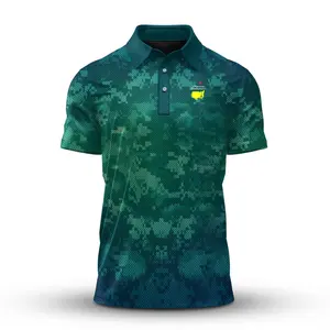 Style Green Pixel Camo The Masters Golf Graphic Polo Shirt Performance Short Sleeve Fan-Made
