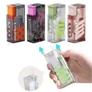 4pcs Portable Storage Box + 40pcs Dental Floss - Pop-Up Automatic Floss Dispenser, Compact & Space-Saving, Essential for Travel