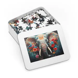 Elephant with Flowers, Puzzle, Multiple Sizes, 30, 110, 252 or 500 Pieces