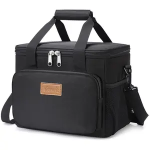 Medium Lunch Bag Insulated Lunch Box Soft Cooler Cooling Tote for Adult Men Women, Black 12-Can (9L)