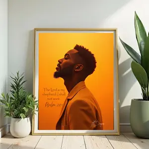 "The Lord is My Shepherd" Modern Scripture Wall Art Psalm 23:1 Inspirational Christian Decor with Bold African American Aesthetic and Premium Quality Design