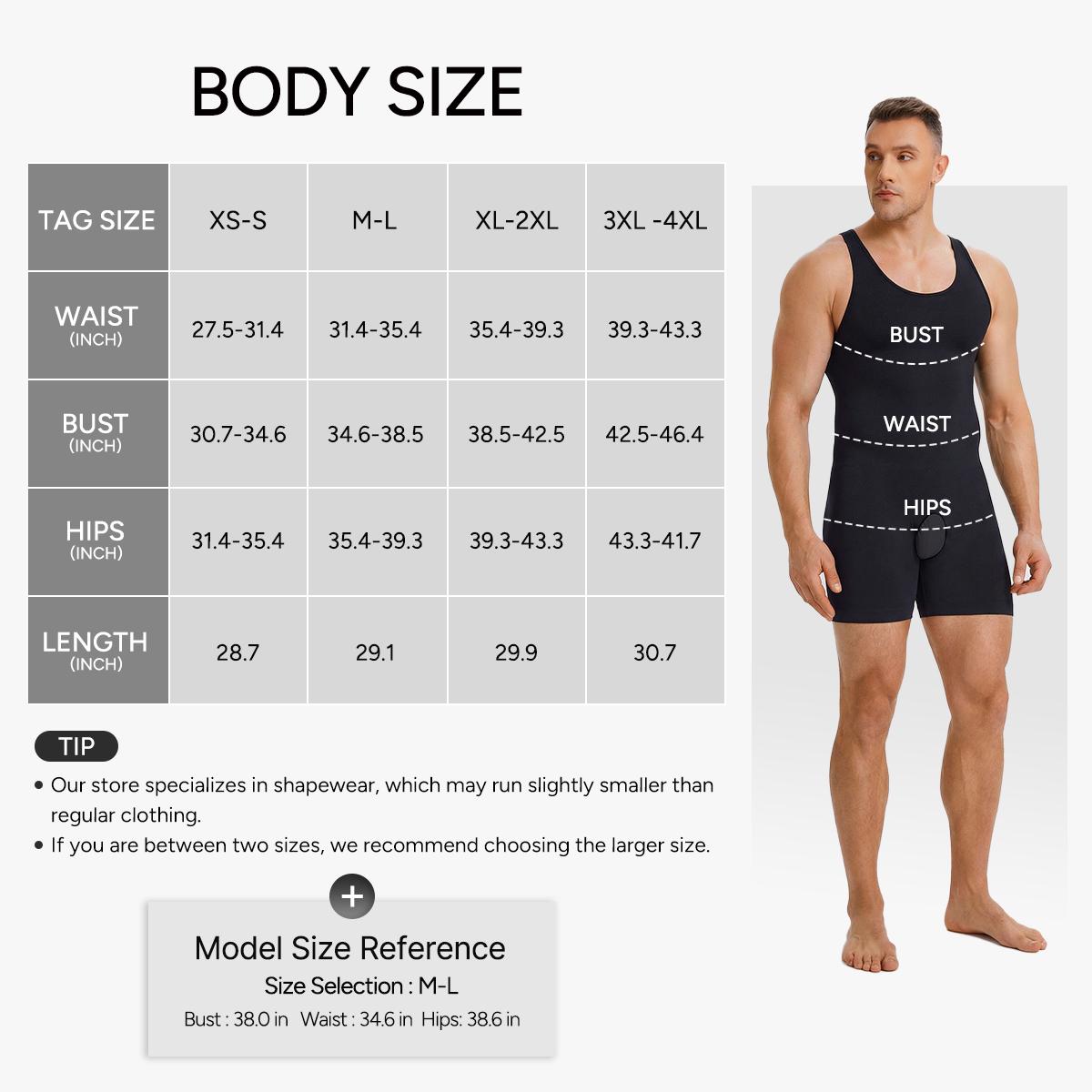 Nebility Men's High Compression Shapewear Bodysuit – U-Neck One-Piece with Tummy Control & Chest Support, Ideal for Gym & Workouts,fathersdaygift