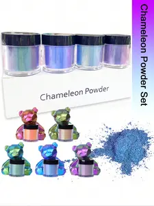 4pcs Set 4-Color High Pigment Chameleon Mica Powder, Pearl Light Powder, Pigment Combination for DIY Silicone Epoxy Resin Mold Dye, Handmade Production
