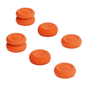 X-PCS14   CQC and FPS Thumb Grip Set Joystick Cap Analog Stick Cap for Nintendo Switch Pro Controller & PS4 / Slim/Pro Controller- Candy Orange, 3 Pairs(6pcs)