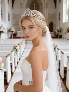 Rhinestone Crown Tiara for Wedding, Bridal Party & Formal Occasions, Elegant All-match Fashion Accessories for Women