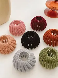 Korean Bun Hair Clip for Women, High Ponytail Holder with Nest Design, Easy-To-Use Velvet Hair Accessory for Valentine's Day Gift