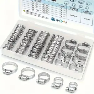 20-Piece Stainless Steel Hose Clamp Set, Adjustable Worm Gear Range 1/4'' - 1-1/8'' (6-29mm), Durable Metal Clamps for Pipes & Fuel Lines