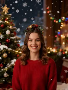 Christmas Headbands Christmas Hairband Bow Reindeer Hair Hoop Headbands Costume Headwear Accessories Glowing Hair Hoop For Christmas Gift 2025 Holiday Party For Kids Women Men Christmas Holiday Parties Favors