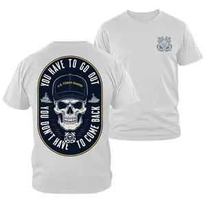 U.S. Coast Guard "You Have To Go Out" Shirt, USCG Skull Graphic Tee, Soft Cotton Blend Shirt, Patriotic Maritime Apparel for Men, Coastie Gift