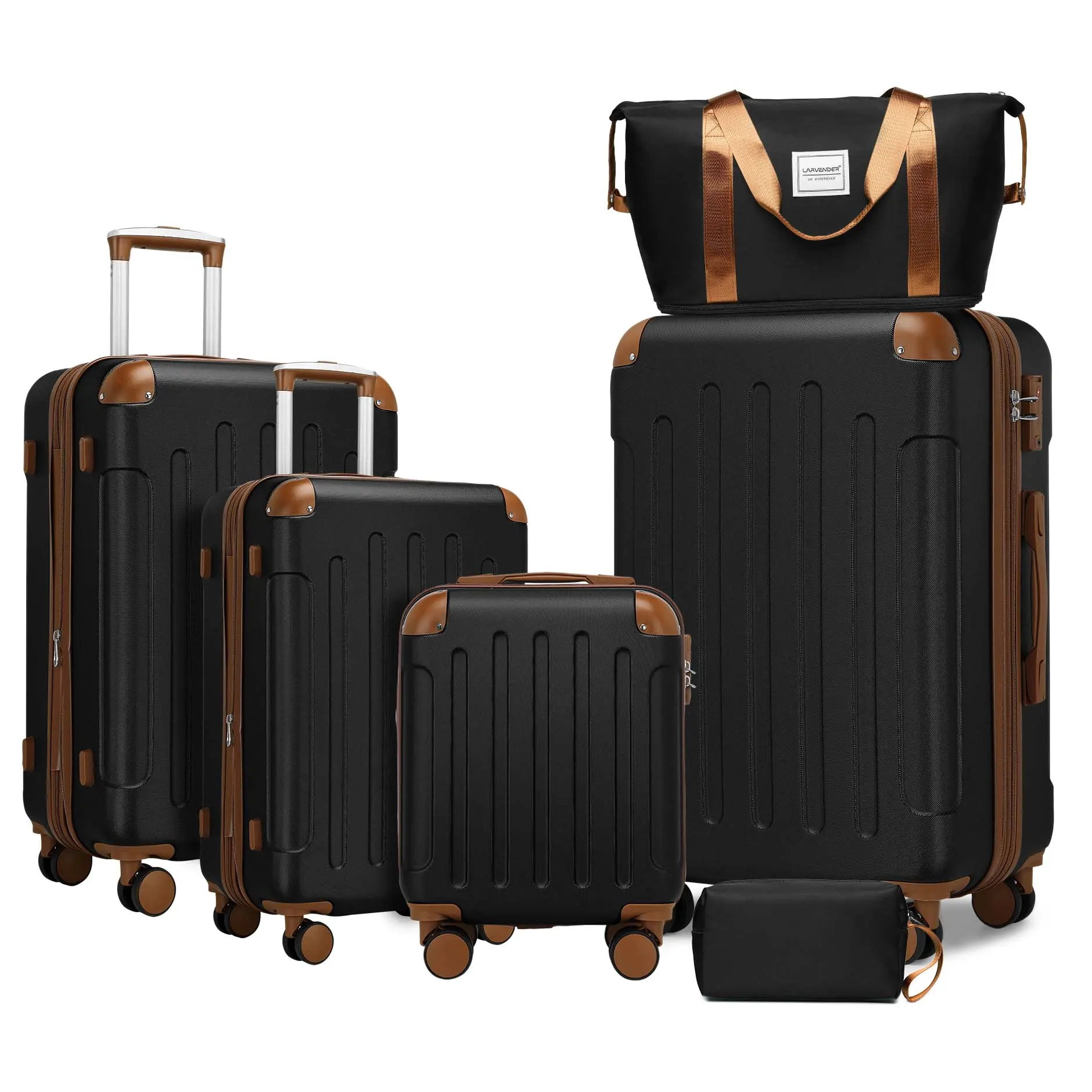 6-piece hard expandable luggage set, 18/20/24/28 inches, meets the needs of check-in, TSA lock anti-theft, smooth rotating wheels, scratch resistant and pressure resistant shell, lightweight and durable, suitable for family and business travel