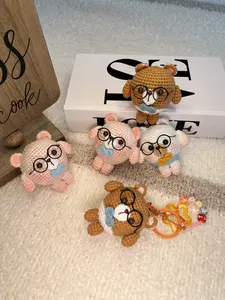 Crochet bear Crochet animal Keychain handmade Crochet bear plush bear doll key ring for bag charm animal keychain crochet teddy bear toy