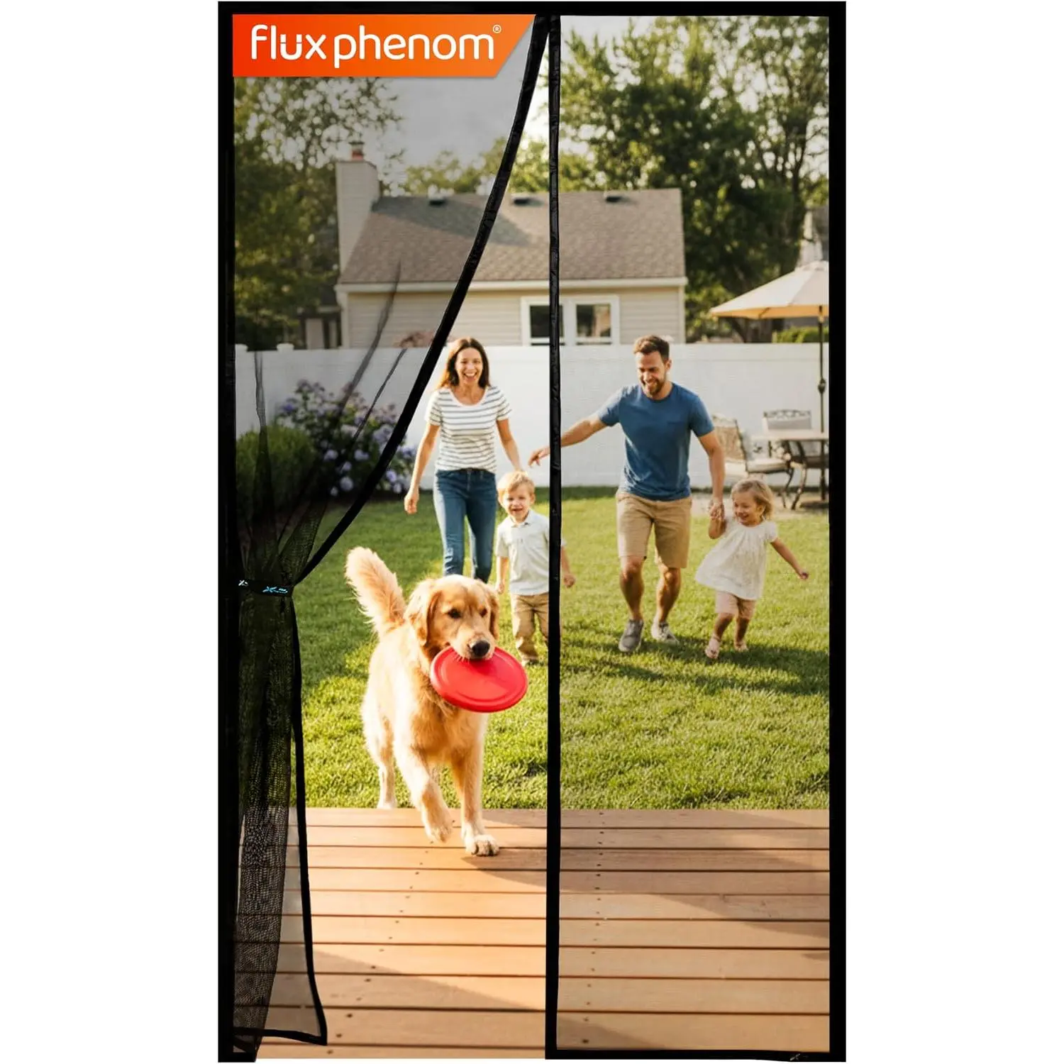Magnetic Screen Door - Bugs Out, Breeze in - 9min Install Auto-Sealing Heavy Duty Double Stitched Mesh, 52 Magnets, Hands Free Sliding & Patio Doors Net, Pet & Kid Friendly, 38 x 82 Inch