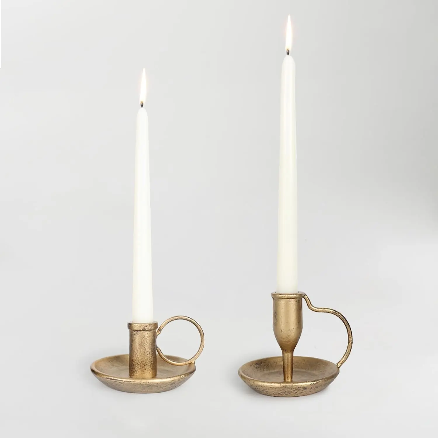 Vintage Iron Taper Candle Holder Set of 2 Antique Brass Candlestick Holders | Rustic Decorative Candles Stand for Wedding Party Decoration Dinning Table Housewarming Gift