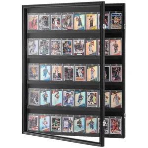 VEVOR 36 Graded Sports Card Display Case, 30.5x24.3x2.1 in, Baseball Card Display Frame with 98 UV Protection Clear View PC Glass, Lockable Wall Cabinet for Football Basketball Hockey Trading Card