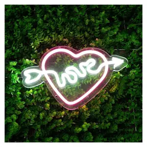 Sign Illuminated Love Heart Neon Sign For Wall Decor USB Powered Lights For Bedroom Wedding Party Kids Room 31cmx21cm Sign Lamp