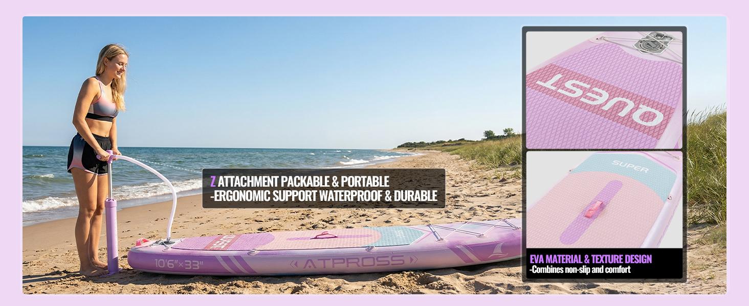 10'6''x33''Inflatable Stand Up Paddle Board, 400lbs Extra Wide Stand Up Paddleboard with Kayak Seat, Anti-Slip EVA Deck Premium SUP Accessories Kit, Non-Slip Stable Deck Boat