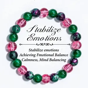 Red & Green Stone Handmade Craft Bracelet, Unisex Wear Crystal Fashion Accessory, for Emotional Balance and Calm Mind Stabilization