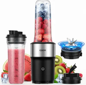 GDOR Smoothie Blender 900W, Personal Blender with 2 x 24oz To-Go Cups, 6-Blade Blender for Smoothies, Protein Shakes, Frozen Fruit & Ice
