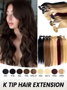 K Tip Hair Extensions Real Human Hair, newbie-friendly, natural and silky, with convenient wear&go design. Elegant and high-end, perfect for party, creating a charming hairstyle easily.