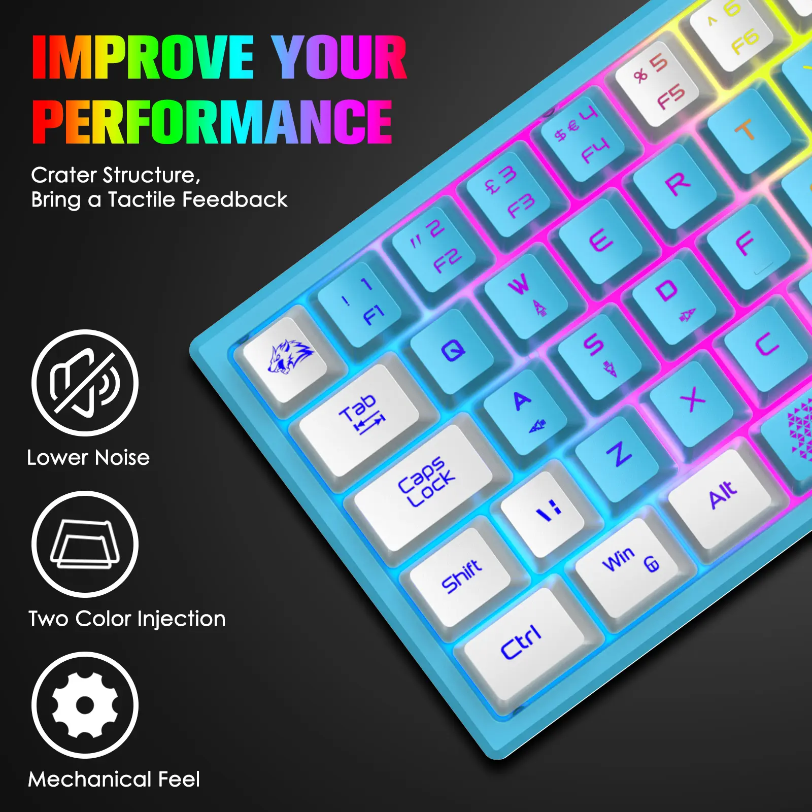liuchuanliangping•*¨*•.¸♬︎ ZIYOU LANG K61 60% RGB Gaming Keyboard, 62-Key Compact Layout with