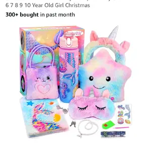 Mermaid Gifts for Girls Age 4-6 6-8, Surprise Toys for Girls Ages 6-7 8-10 with Light Up Star Pillow, Diary, Unicorn Headband & Sleep Mask, Birthday Gifts for 4 5 6 7 8 9 10 Year Old Girl Christmas
