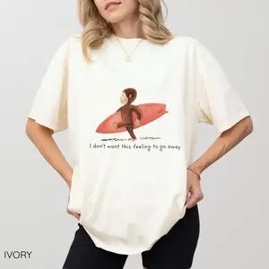 Comfort Colors Curious Surfer Monkey Shirt, Nostalgic Summer Beach Graphic Tee, I Don't Want This Feeling To Go Away Vacation Tee