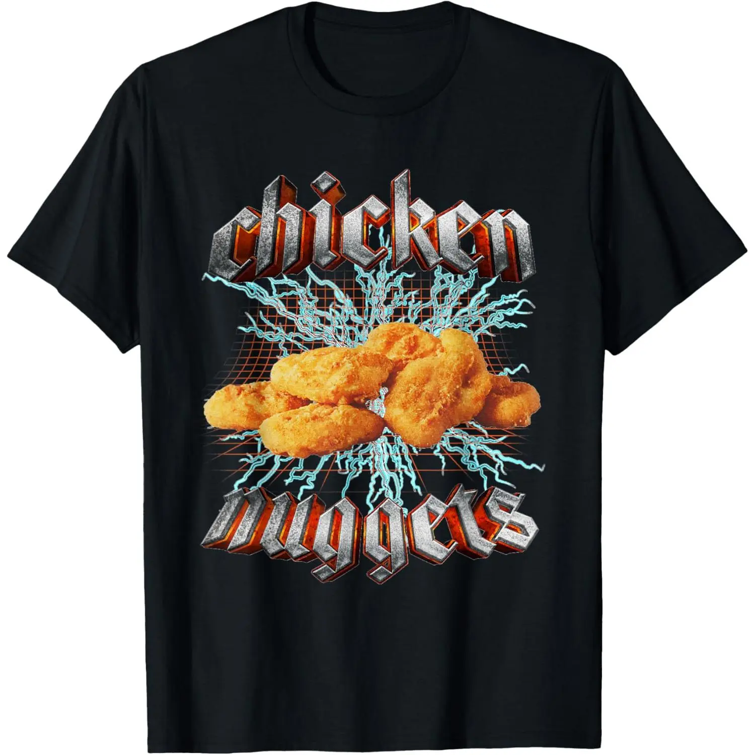 Men's Chicken Nuggets Heavy Metal World Tour Hardcore Music Streetwear T-Shirt, Breathable Short-Sleeve Top, Tshirt, Shortsleeve, Casual, Menswear