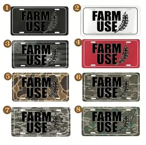 8 Styles Farm Use License Plate, Camo American Flag Gift for Farmers & Truck Owners, American Flag Aluminum Car Tag for Farm & Truck