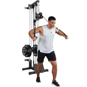 LAT Pulldown Machines, Wall Mount Cable Station for Home Gym, Adjustable Dual Pulleys Cable Crossover Machine with 18 Positions, Heavy Duty Upper Body Weight Machines Workout Equipment