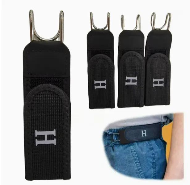 Buckleless Belt Hook Metal Hook Elastic Belts Adjustable Belt Bro Unisex Invisible Waist Belts Loops for Work & Edc