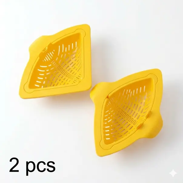 2 PCS Magnetic Triangular Sink Drain Basket - 2-in-1 Veggie Fruit Colander & Food Scraps Filter, Anti-Clog Kitchen Strainer, Reusable Lazy Cleaning Gadget for Home Kitchen Party Gifts