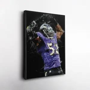 Ray Lewis Poster - Baltimore Ravens Legend Wall Art, Football Decor for Man Cave or Office, Watercolor Print [UNFRAMED - PRINT ONLY]
