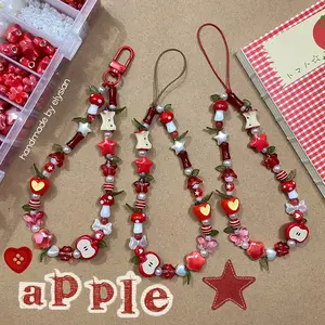[NEW] Christmas Apple Charm Strap – Handmade Beaded Phone & Bag Accessory