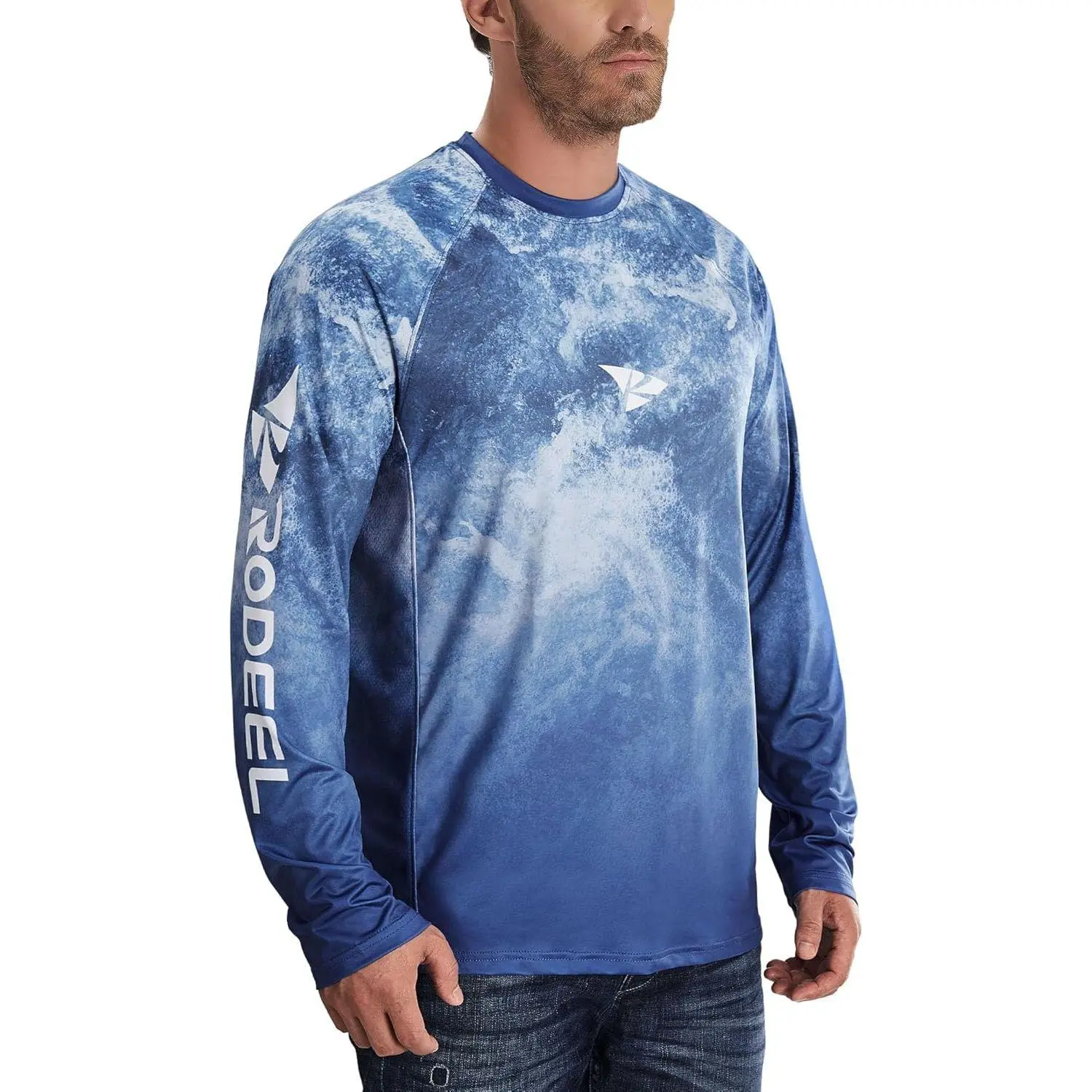 RODEEL Men's 905 Long Sleeve Rashguard - Male, UPF 50+ Sun UV Protection, Lightweight, Quick Dry, Moisture-Wicking, Breathable, Cooling, Loose-Fit, Multi-Size, Printed Front Activewear for Outdoor Sport, Construction, summervibes