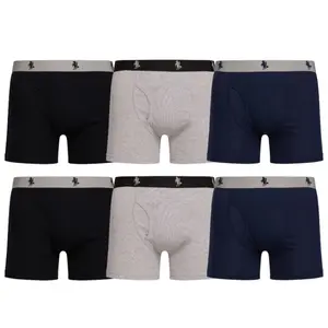 Men's 6 Or 12 Pack Cotton Blend Boxer Brief Underwear Elastic Waistband And Functional Fly Size S-XXL