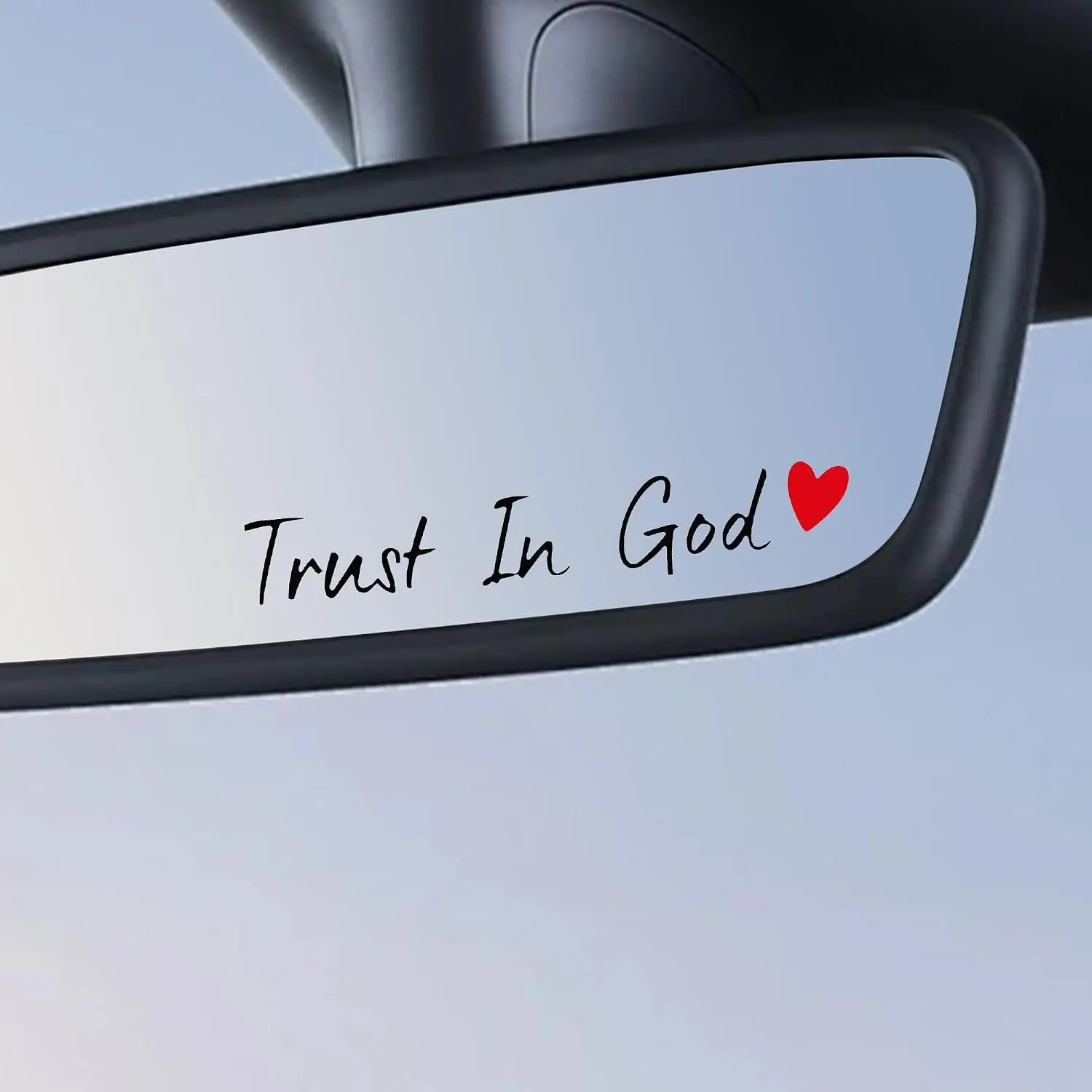 4Pcs Self-Adhesive Easy-Remove Trust in God Rearview Mirror Decal Set, Waterproof Vinyl Car Stickers for Universal Cars, Trucks, Laptops