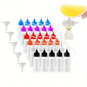 30 Piece Precision Tip Applicator Bottles 30ml Needle Tip Squeeze Glue Bottles Translucent Glue Bottles for DIY Craftas Fashion Accessories