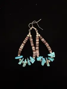 Turquoise & Heishi Beaded Hoop Earrings
