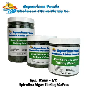 Wafers, 12mm - 1/2" Small Sinking Spirulina, Veggie and Algae Wafers for All Bottom Tropical Fish, Shrimp, Snails, Crabs, Plecos, Catfish, All Tropical Fish. FREE 4-Type Wafer Mix & 12-Type Pellet Mix Included… Round Jar.