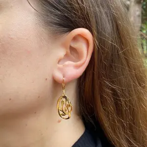 Gold and Silver Tulip Flower Dangle Earrings