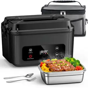 2026 Upgraded Cordless Heated Lunch Box for Adults, XXL 5.1-Cup Electric Lunch Box with 360? Surround Rapid Heating, 12000mAh Portable  Warmer with Timer, LCD Display for Office &